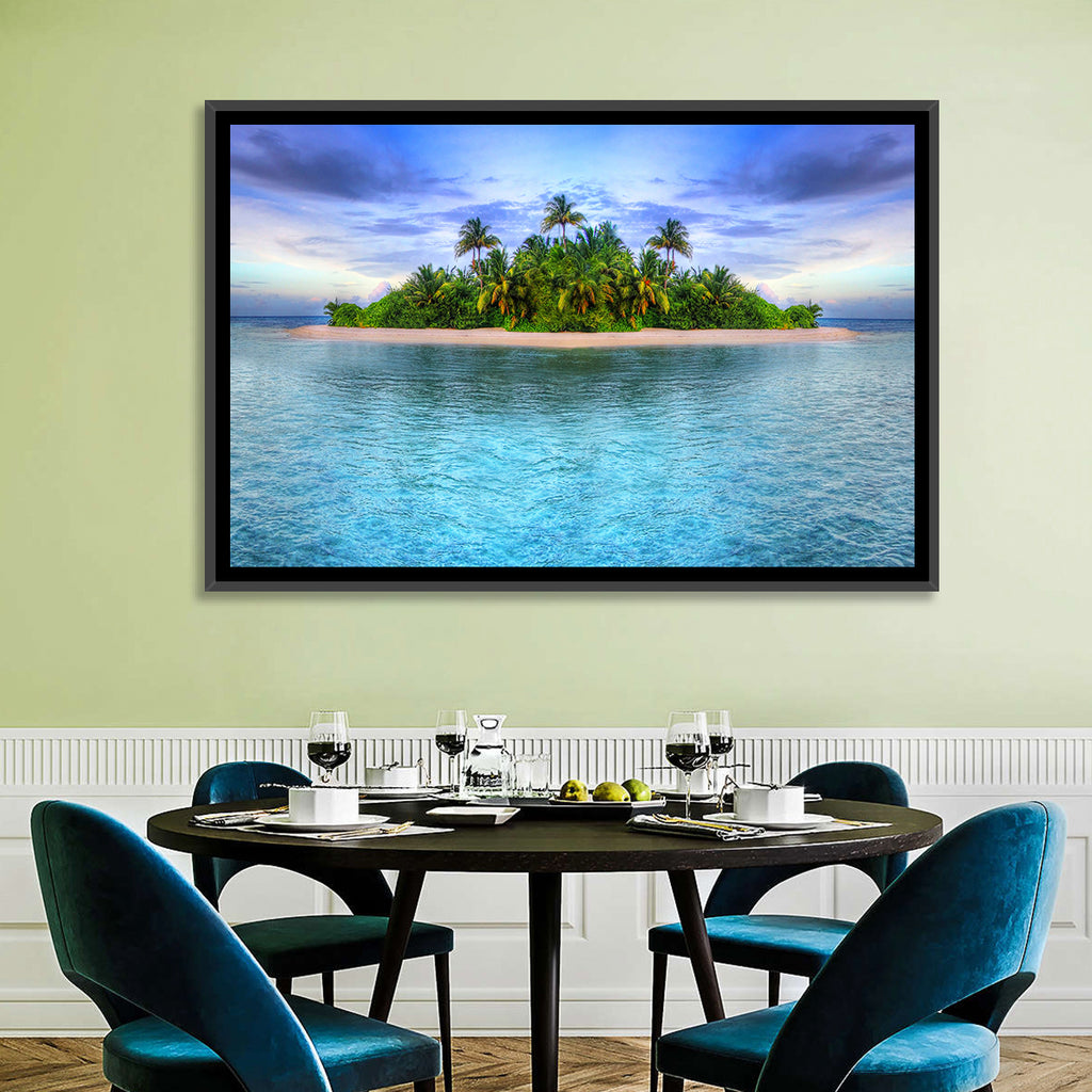 Mirrored Tropical Island Lagoon Wall Art