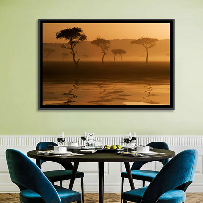 Savanna Sunset Acacia Silhouettes Wall Art