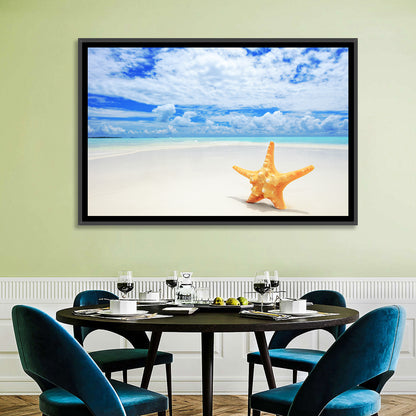 Minimalist Yellow Starfish on Turquoise Shore Wall Art
