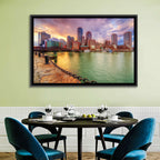 Boston Harbor Skyline at Sunset Wall Art