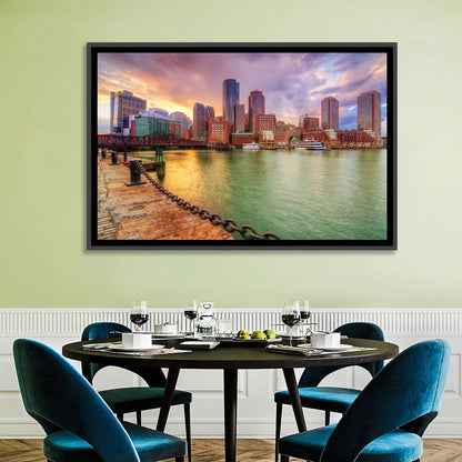 Boston Harbor Skyline at Sunset Wall Art