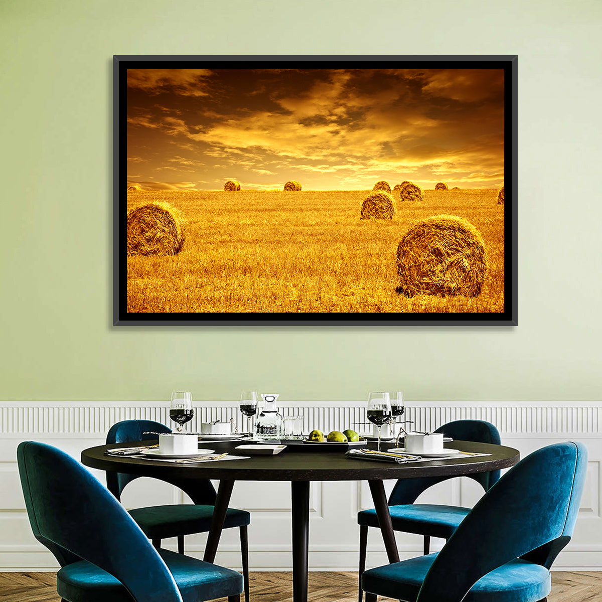 Golden Hour Haystacks Wall Art