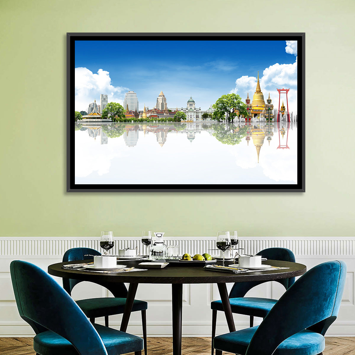 Bangkok Landmarks Reflection Scene Wall Art