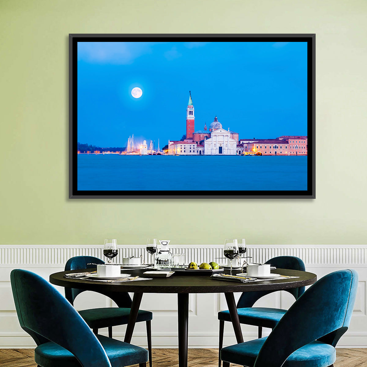 San Giorgio Maggiore Moonlight Wall Art in a room, landscape
