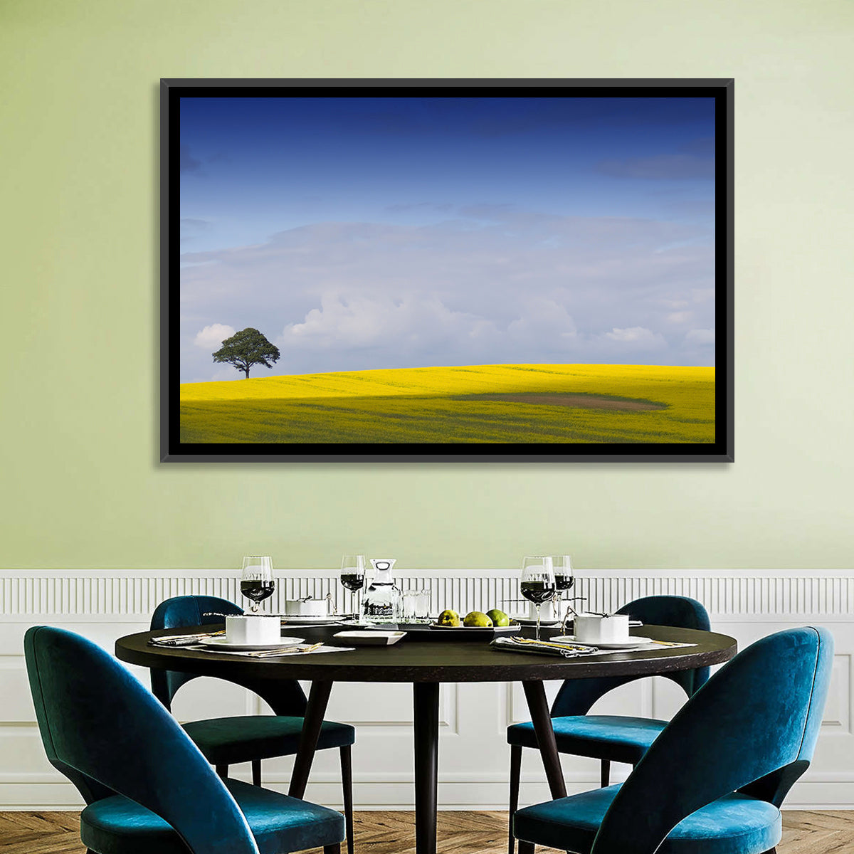Solitary Tree Over Rapeseed Field Wall Art