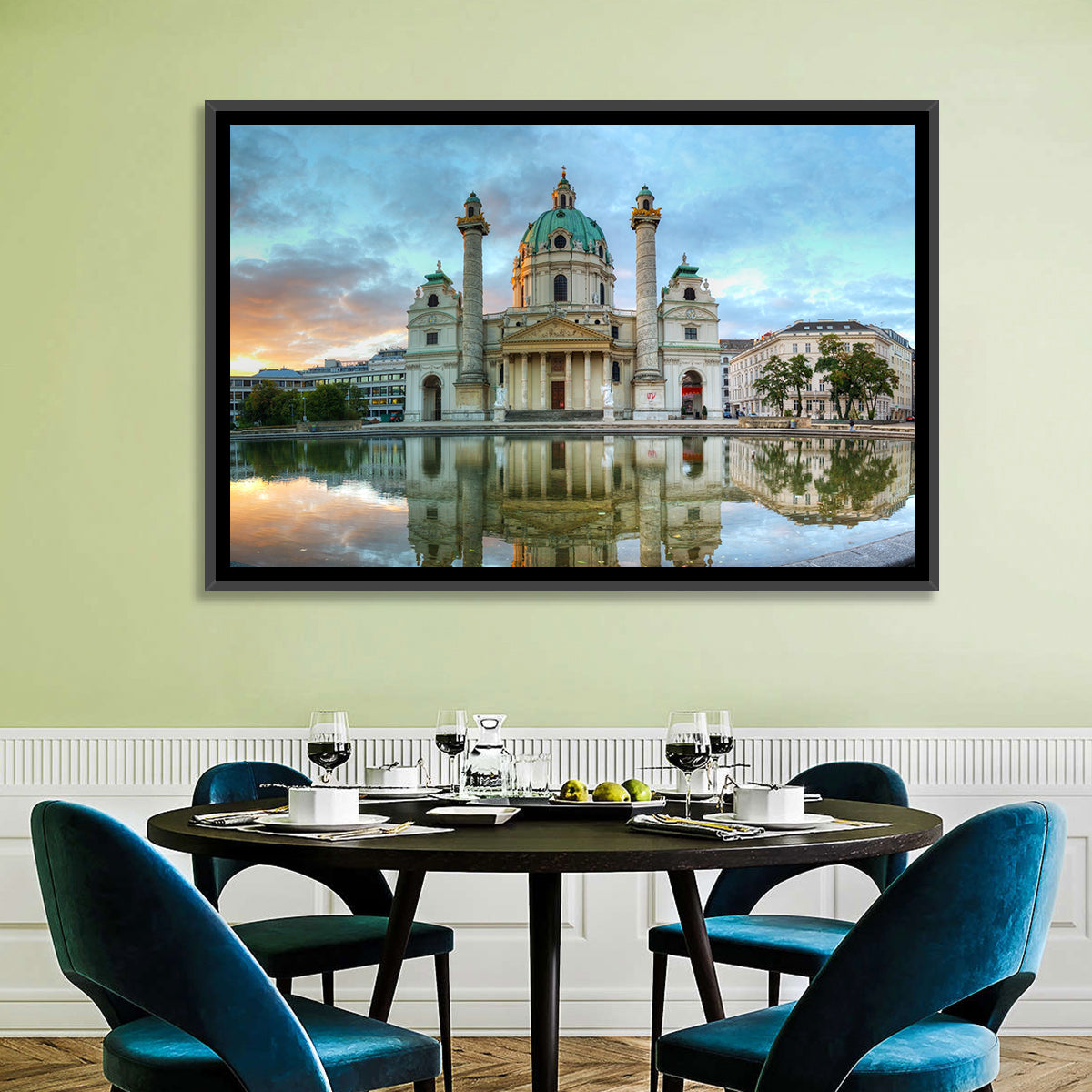 Karlskirche at Golden Hour Wall Art