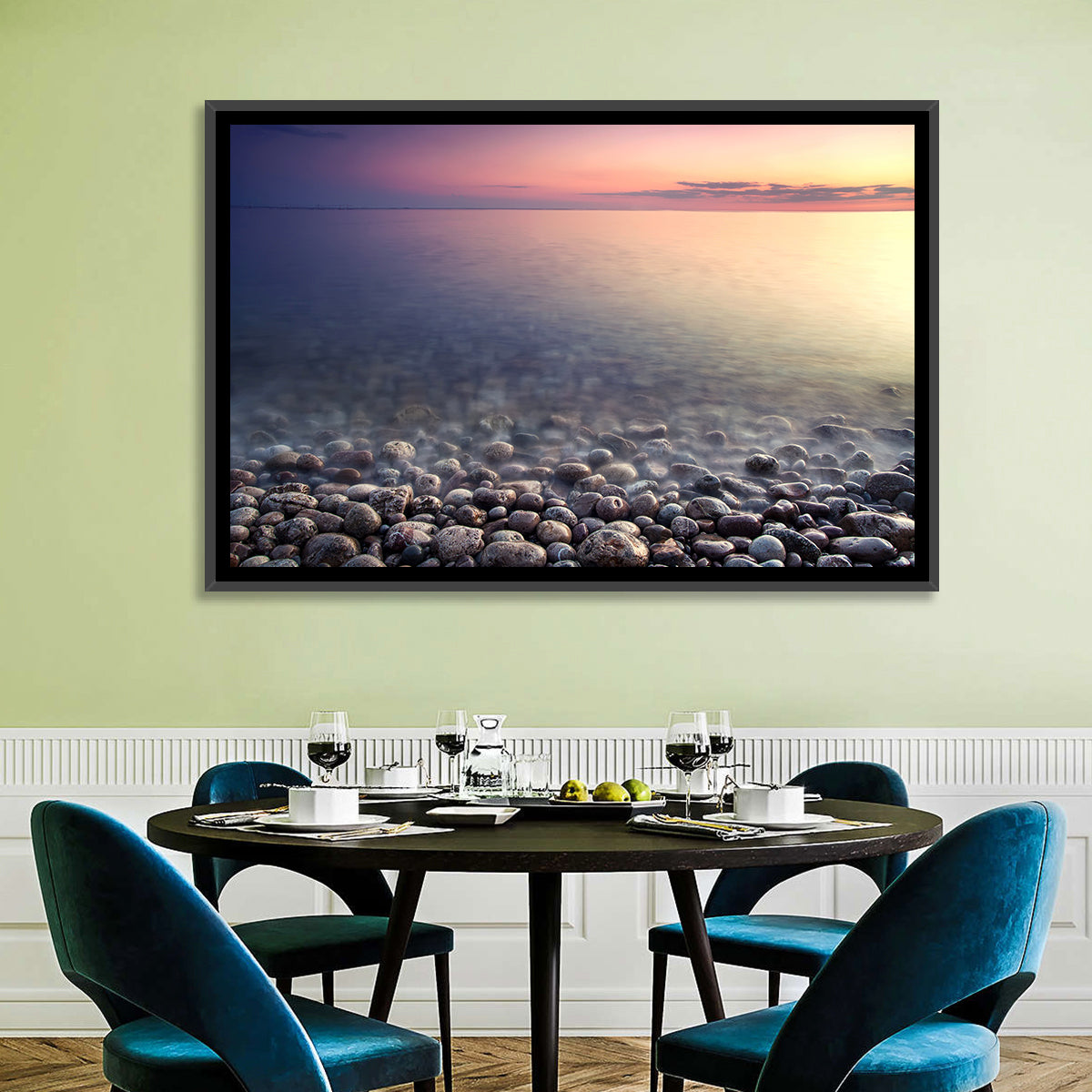 Pebbled Shore Sunset Wall Art