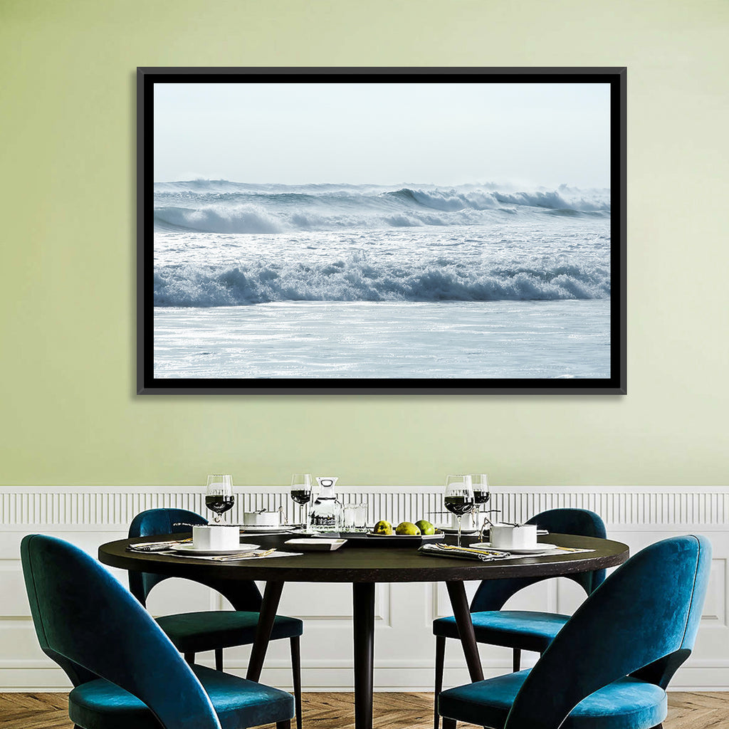 Misty Horizon Ocean Waves Wall Art