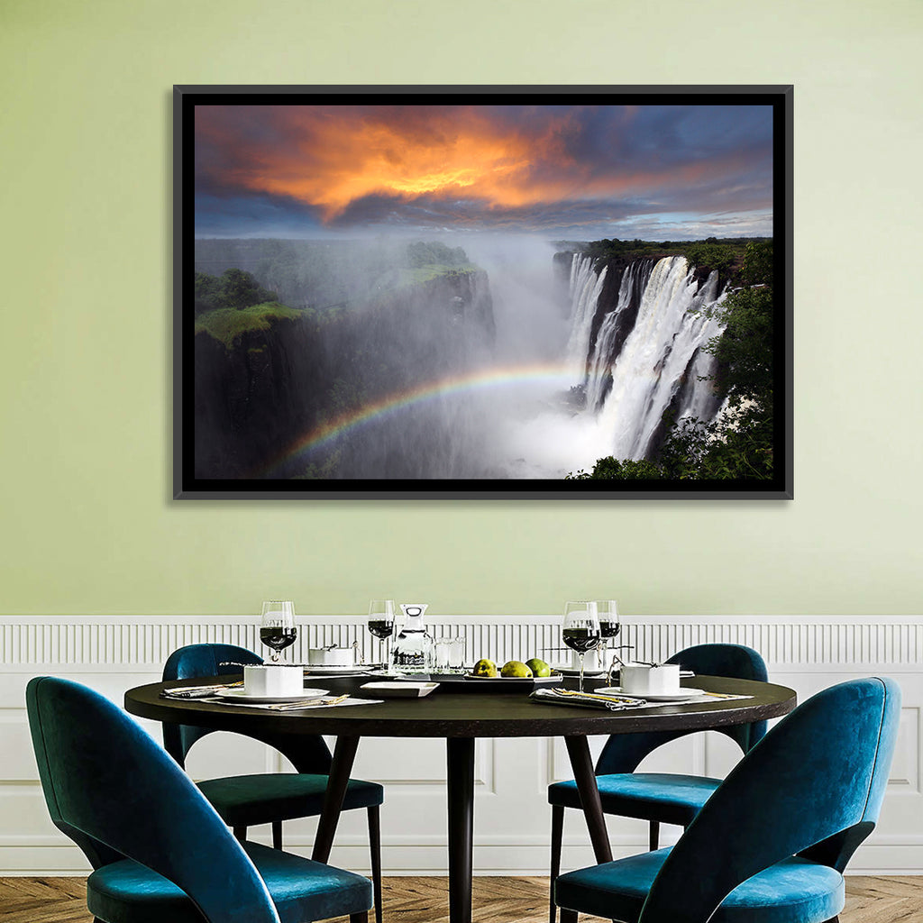 Victoria Falls Rainbow at Dusk Wall Art