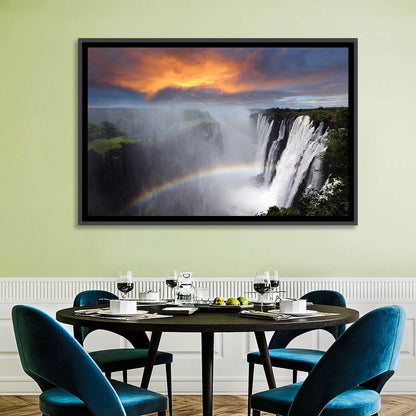 Victoria Falls Rainbow at Dusk Wall Art