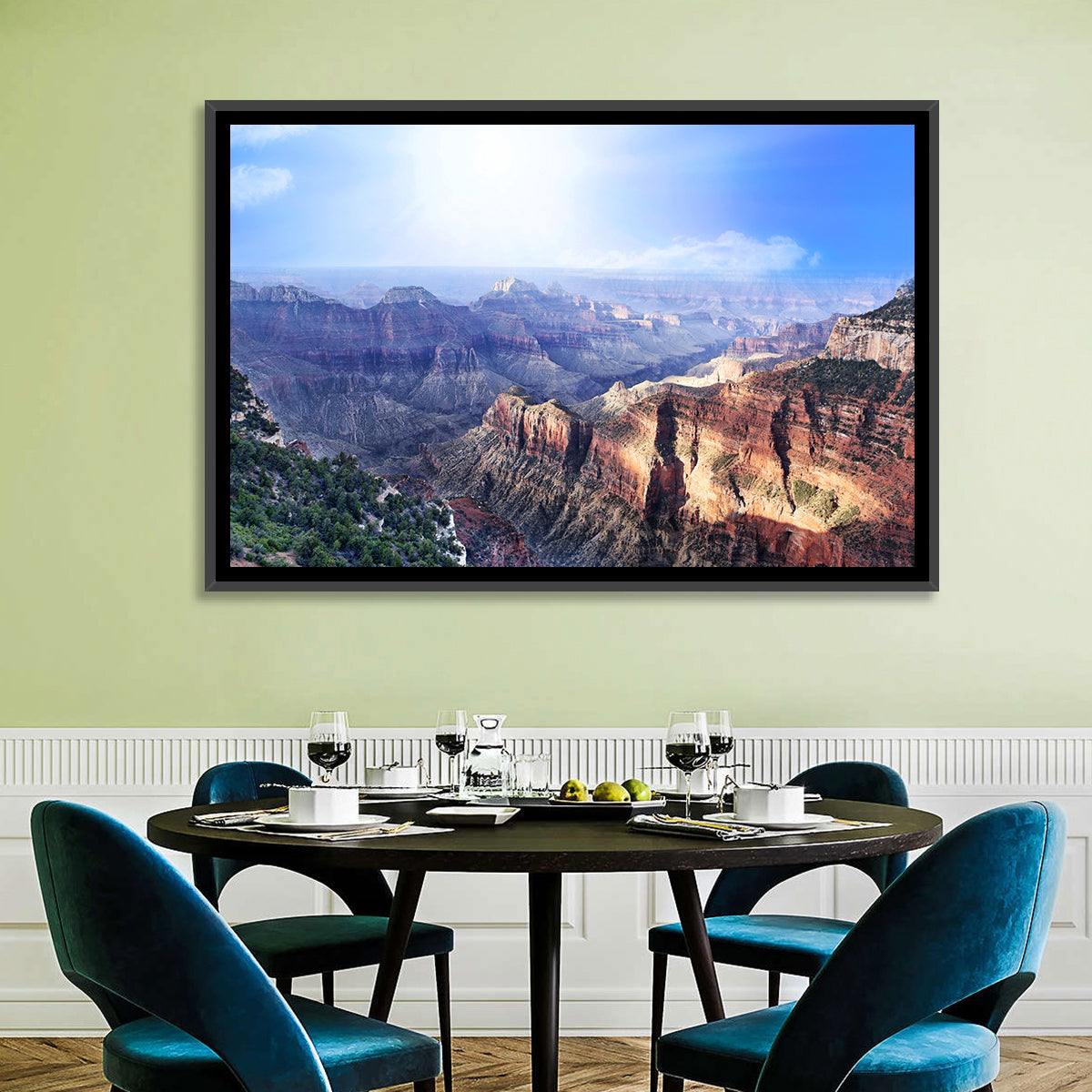 Grand Canyon Sunlit Vista Wall Art in a room, landscape