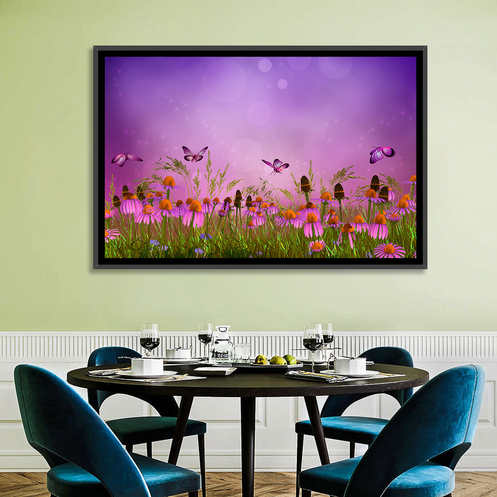 Purple Coneflower Butterfly Meadow Wall Art