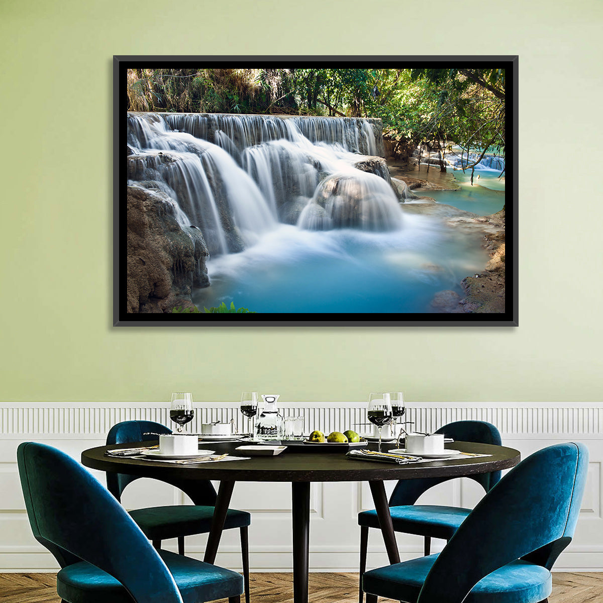 Kuang Si Falls, Luang Prabang Wall Art in a room, landscape