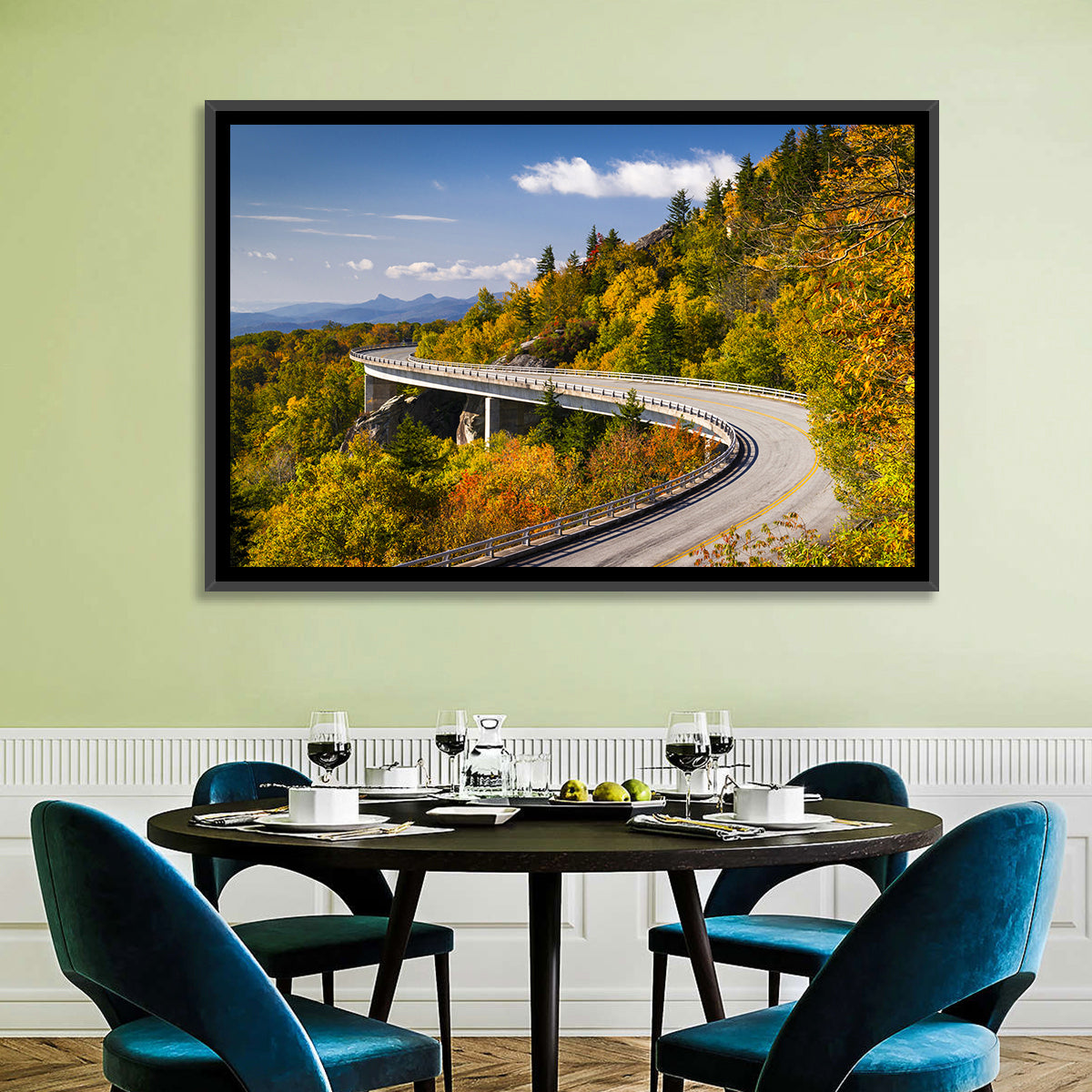 Linn Cove Viaduct at Grandfather Mountain Wall Art in a room, landscape