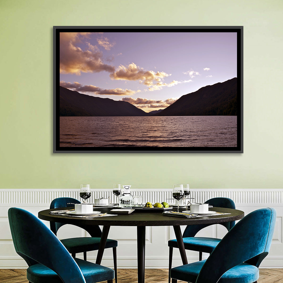 Purple Sunset Over Lake Crescent Wall Art
