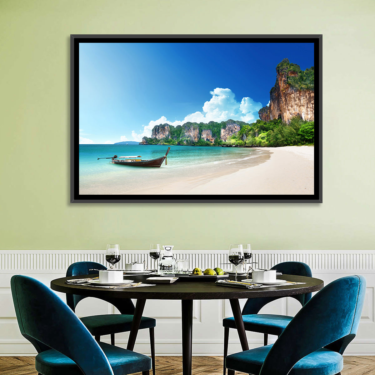 Railay Beach View, Krabi Wall Art in a room, landscape