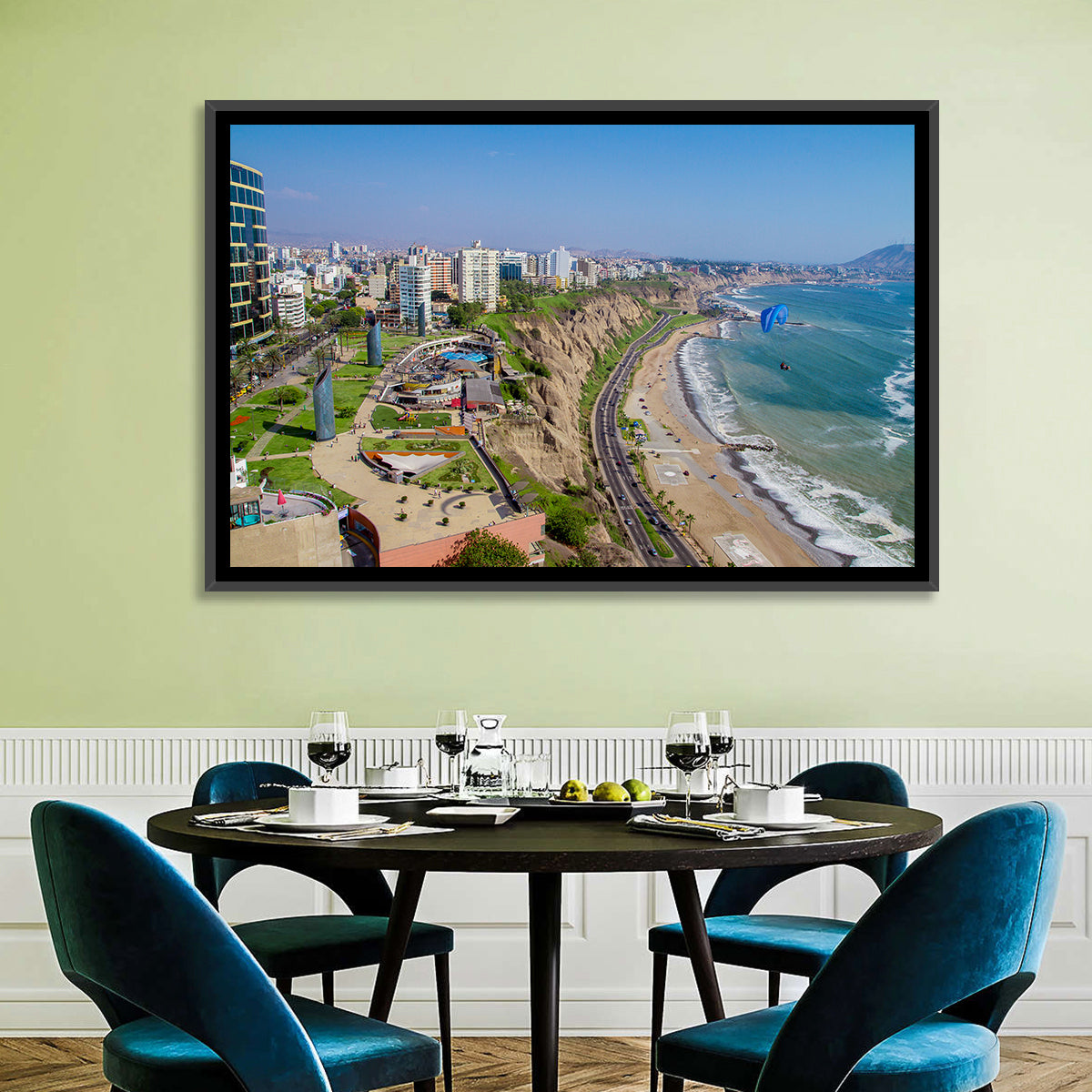 Miraflores Park Coastline Wall Art in a room, landscape