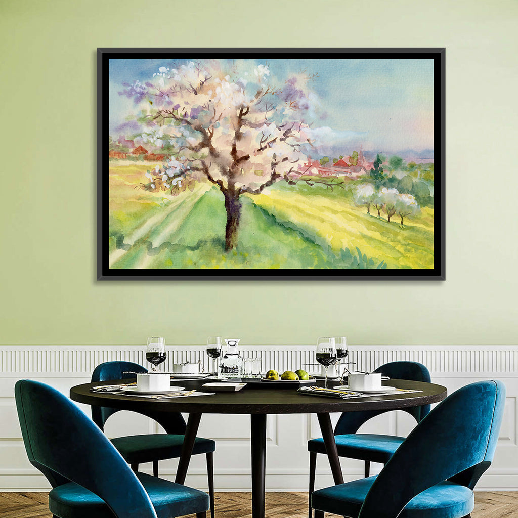 Spring Village Watercolor Wall Art