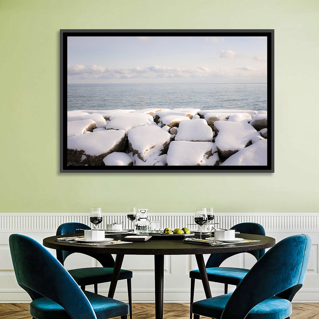 Lake Ontario Snowy Rocks Wall Art