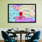 Zurich Map with Red Pin Wall Art