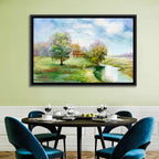 Spring Cottage by the Stream Wall Art