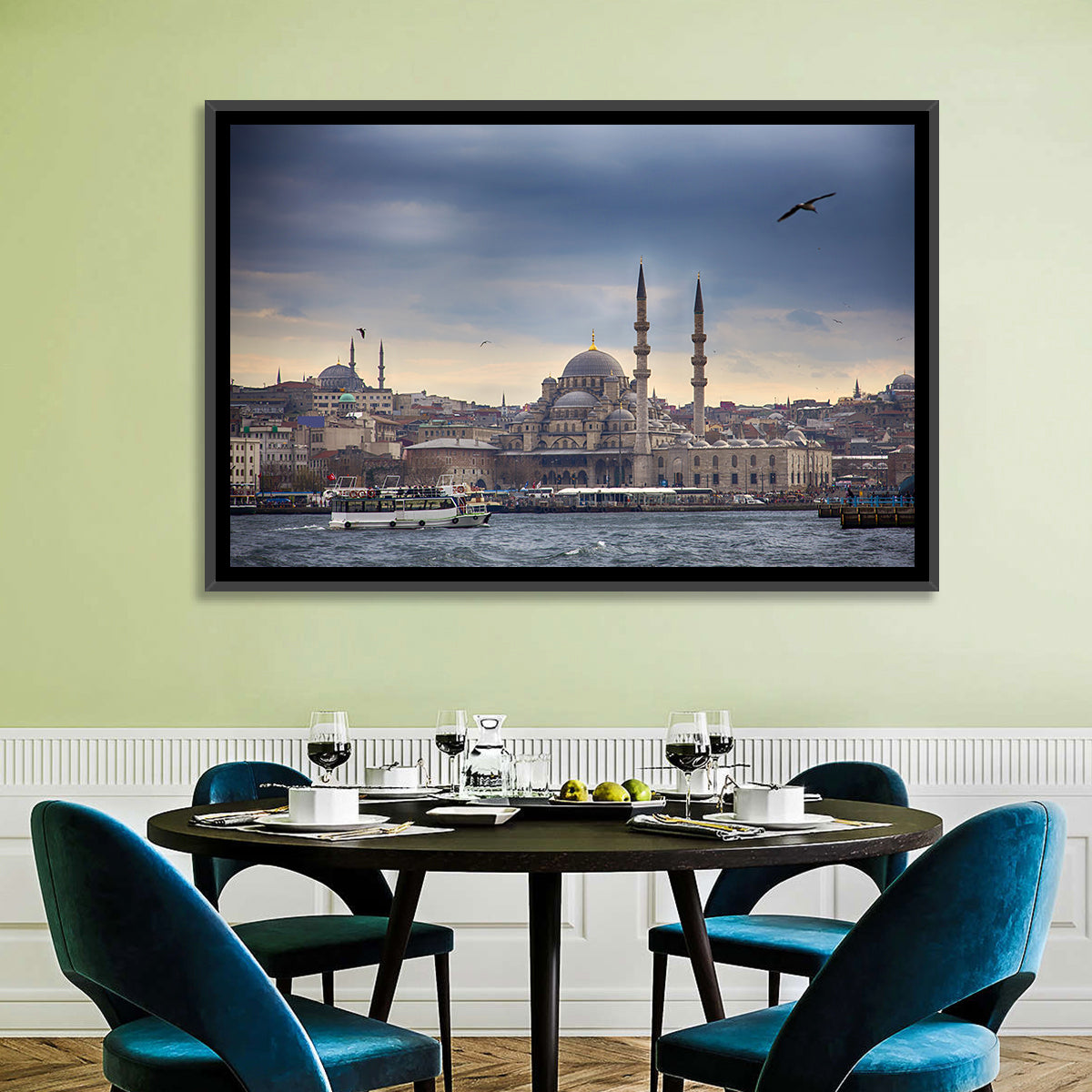 Istanbul Skyline with New Mosque Wall Art in a room, landscape