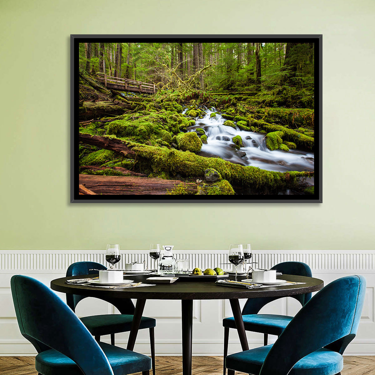 Mossy Cascade Forest Stream Wall Art