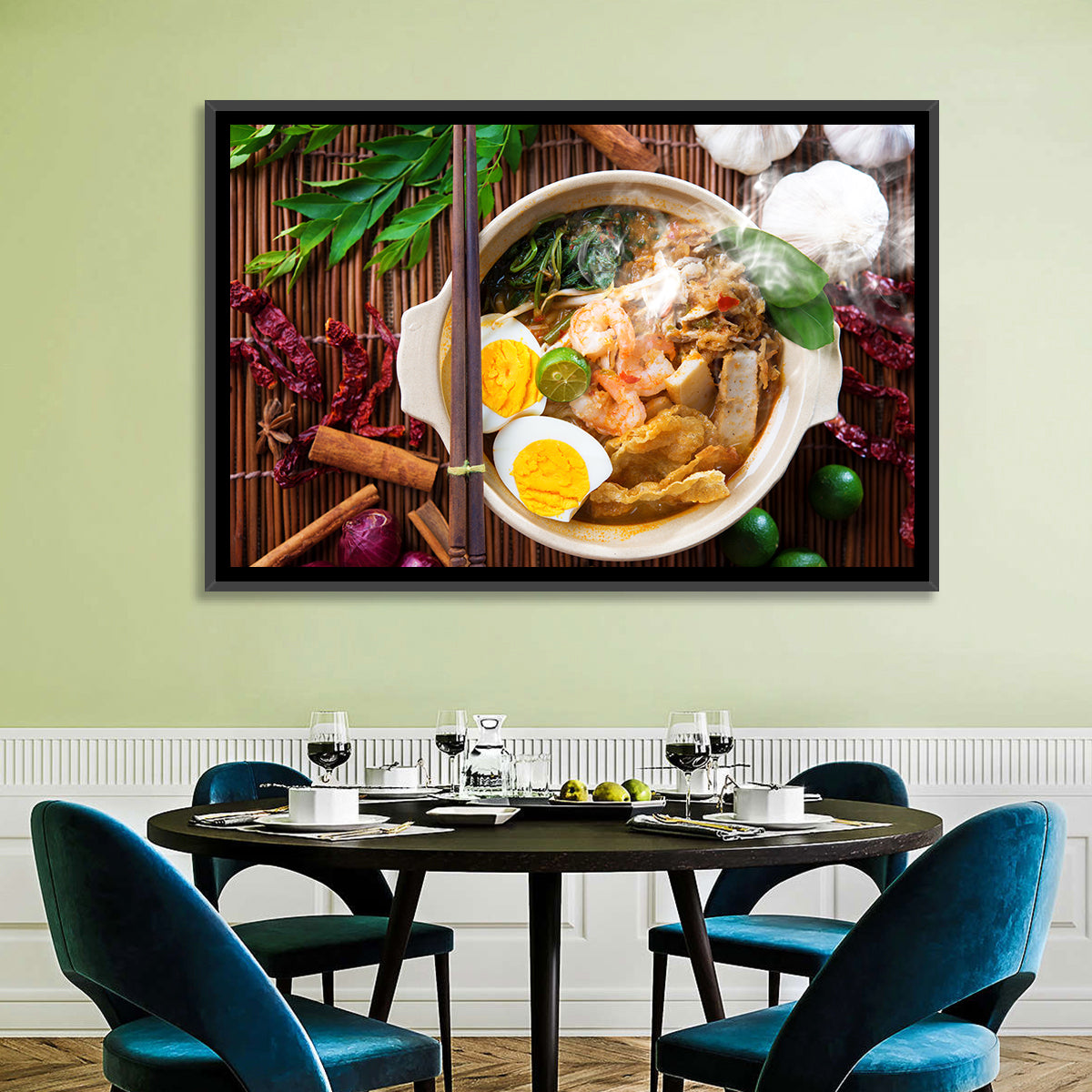 Malaysian Prawn Mee Bowl Wall Art in a room, landscape
