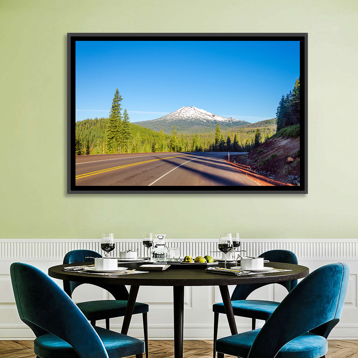 Highway to Mount Bachelor Wall Art in a room, landscape