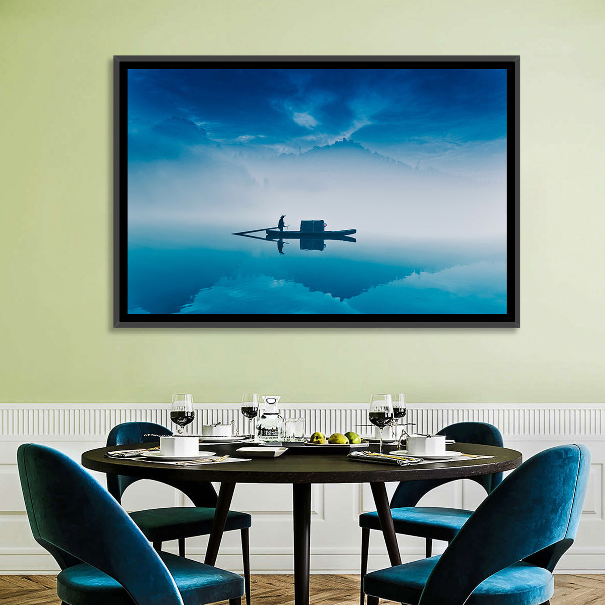 Dongjiang Lake Morning Wall Art in a room, landscape