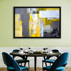 Yellow and Gray Color Block Abstract Wall Art
