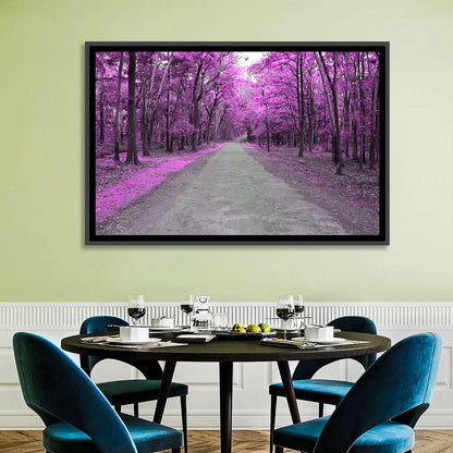 Magenta Autumn Forest Road Wall Art
