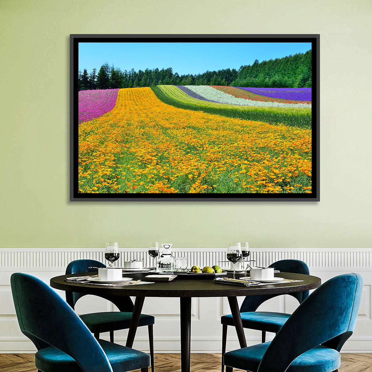 Tomita Flower Fields, Nakafurano Wall Art in a room, landscape