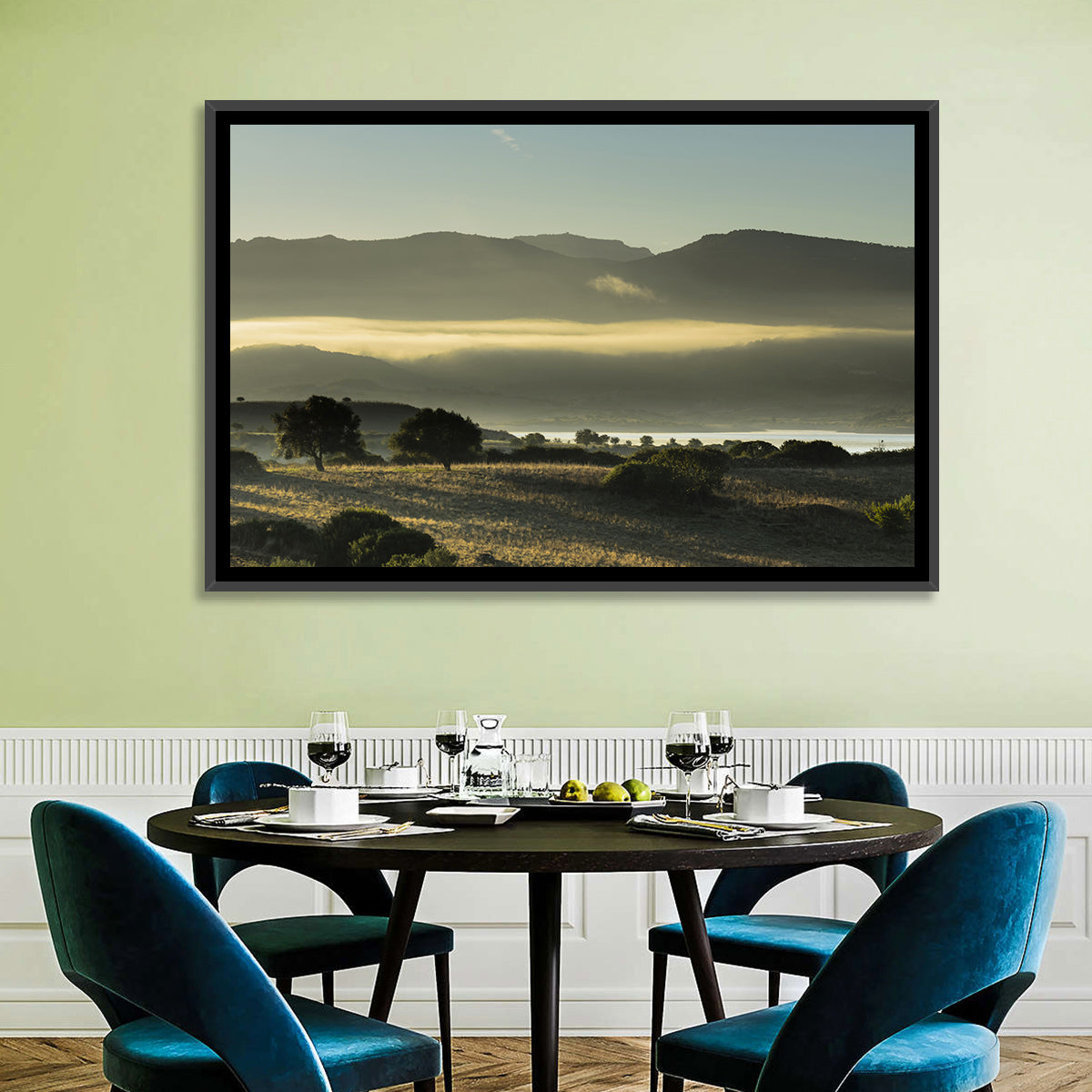 Lake Omodeo Morning Mist Wall Art
