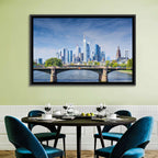 Frankfurt Skyline with Eiserner Steg Wall Art