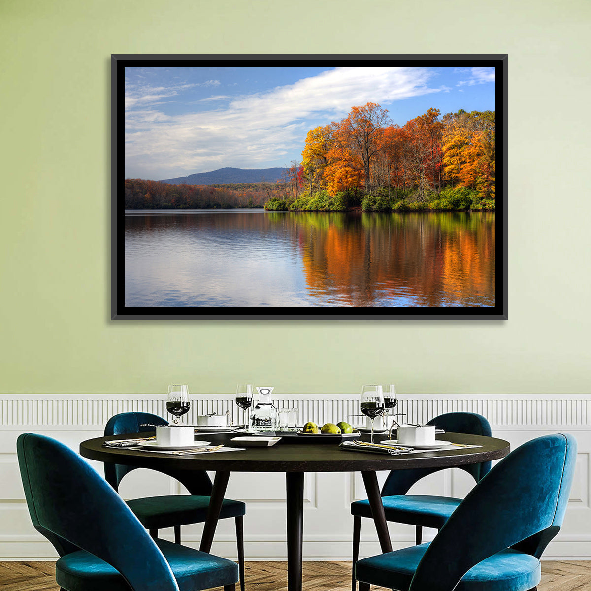 Autumn Lake with Mountain Reflection Wall Art