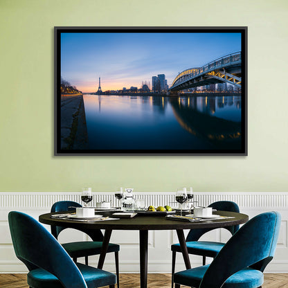 Eiffel Tower Golden Hour Reflection Wall Art