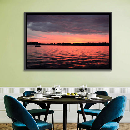 Lake James Sunset with Boat Wall Art