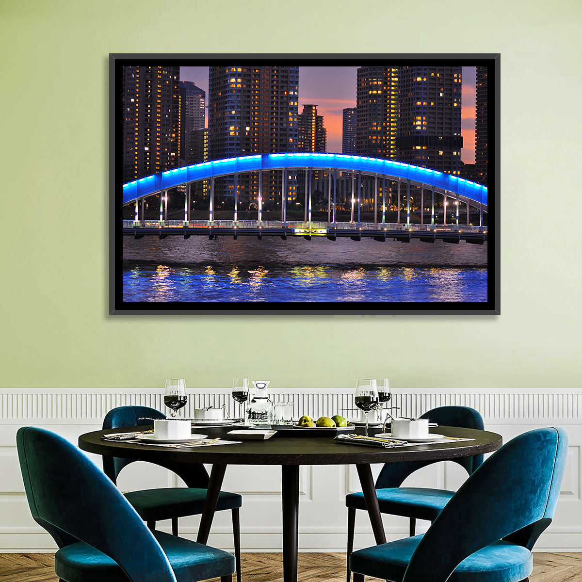 Eitai Bashi Bridge Wall Art in a room, landscape