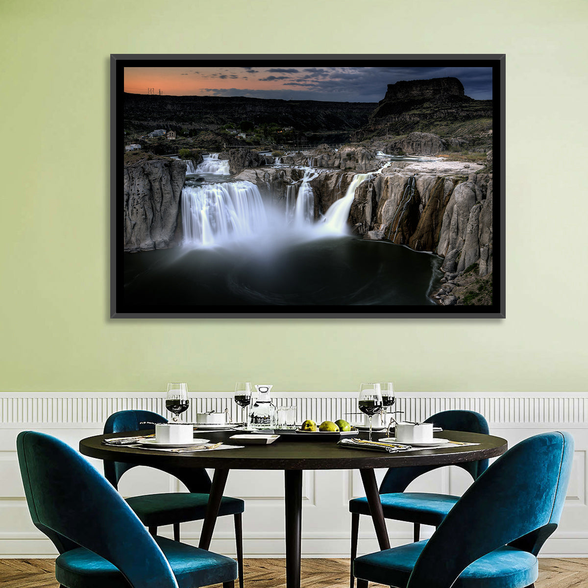 Shoshone Falls at Dusk Wall Art in a room, landscape