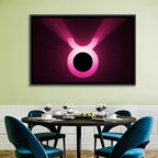 Glowing Pink Taurus Symbol Wall Art