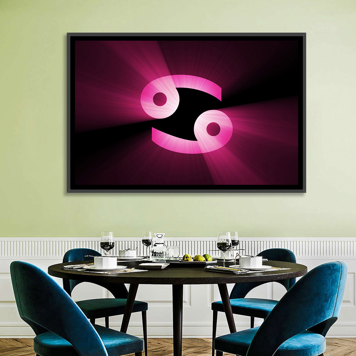 Glowing Pink Cancer Symbol Wall Art