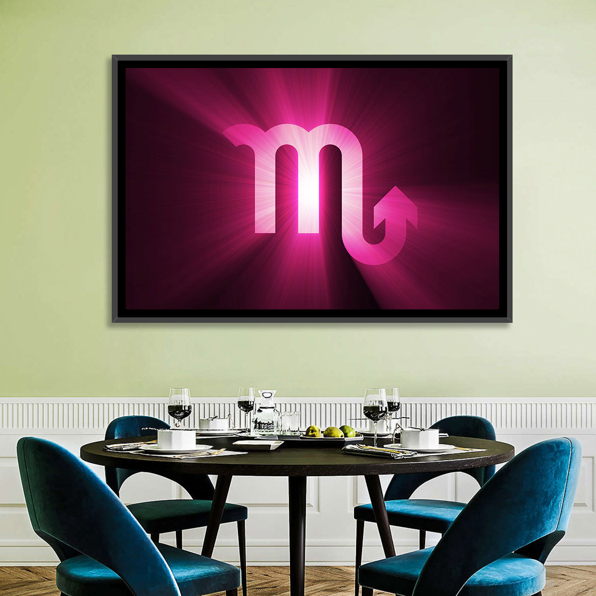 Scorpio Glyph with Magenta Burst Wall Art