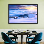 Snowy Cabins Above Clouds Wall Art