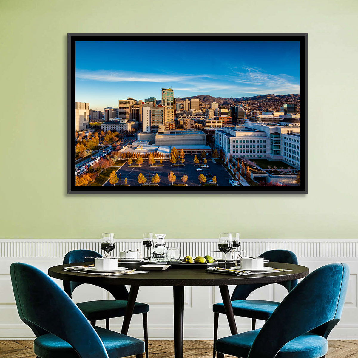 Salt Lake City Skyline at Golden Hour Wall Art
