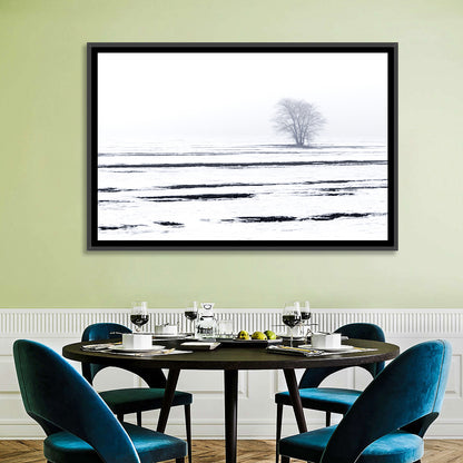 Foggy Winter Field with Lone Tree Wall Art