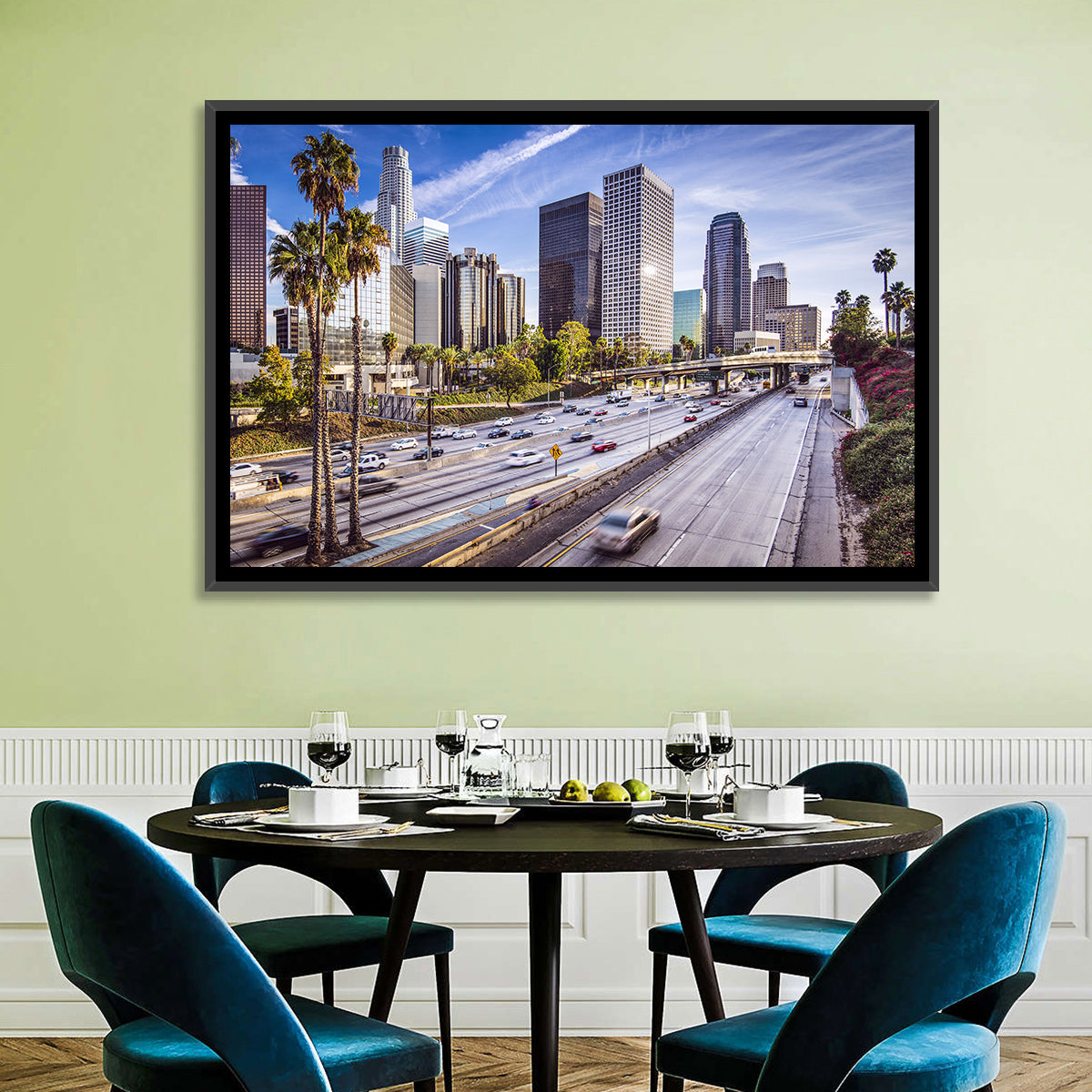 Los Angeles Freeway to Downtown Skyline Wall Art