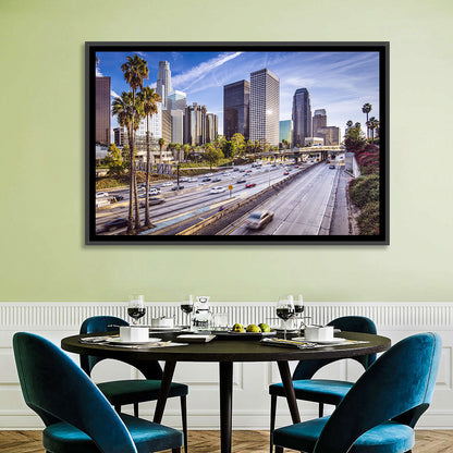 Los Angeles Freeway to Downtown Skyline Wall Art