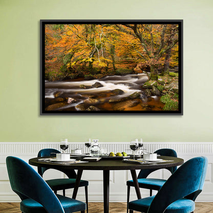 Dartmoor Autumn River in Golden Forest Wall Art