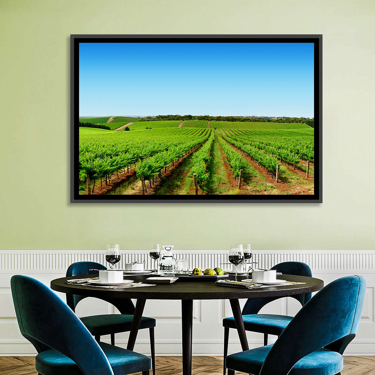 Sunlit Vineyard Rows Wall Art